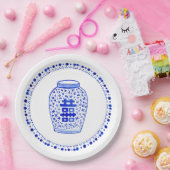 青および白いショウガの瓶のコレクション ペーパープレート (パーティー)