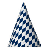 青および白いダイヤモンドパターンが付いている帽子をパーティを楽しんで下さい パーティーハット (右)