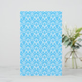 青および白いダマスク織の技術の紙 便箋 (スタンド正面)