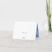 青および白いパーティーの帽子のかわいい怠惰 サンキューカード (裏面)