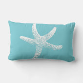 青および白いヒトデのアクセントの枕 ランバークッション (裏面)