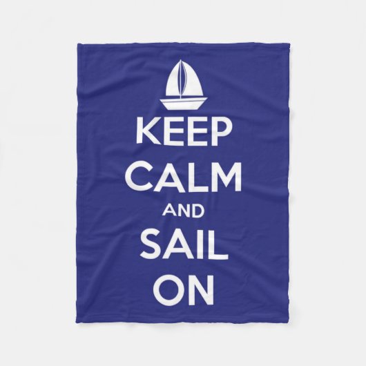 青および白いフリースの平静そして帆を保って下さい フリースブランケット (正面)