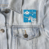 青および白いペガソスのユニコーンの誕生日の年齢 缶バッジ (インサイチュ)