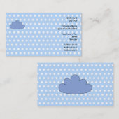 青および白いポルカドットの青い雲 名刺 (正面/裏面)