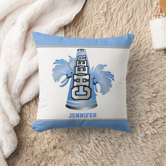 青および白いメガホンのチアリーダーの枕 クッション (ブランケット)