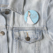 青および白いヴィンテージのブライダルシャワーPin 缶バッジ (インサイチュ)