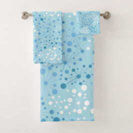 青および白い世紀半ばのレトロのモダンなスターバスト バスタオルセット