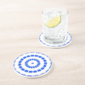 青および白い円パターン コースター (側面)