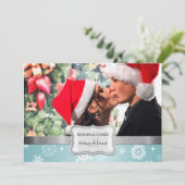 青および白い冬の結婚式のリハーサルの夕食 招待状 (スタンド正面)