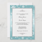 青および白い冬の結婚式のリハーサルの夕食 招待状 (裏面)