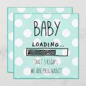 青および白い妊娠の発表 案内状 (正面/裏面)