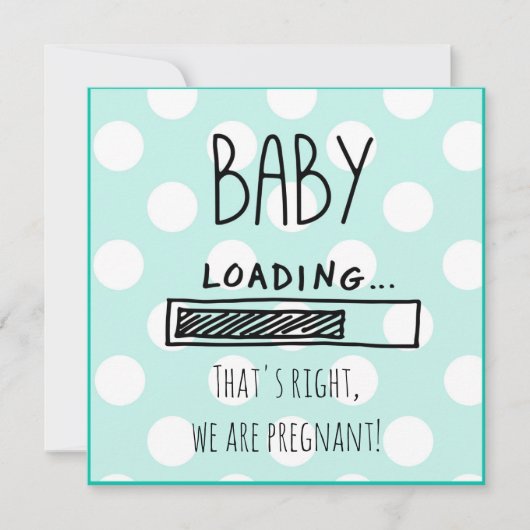 青および白い妊娠の発表 案内状 (正面)