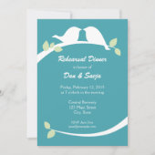 青および白い愛鳥のリハーサルの夕食の招待 招待状 (正面)