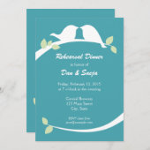 青および白い愛鳥のリハーサルの夕食の招待 招待状 (正面/裏面)