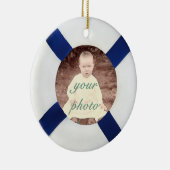 青および白い救命具の写真フレーム セラミックオーナメント (右)