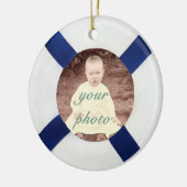 青および白い救命具の写真フレーム セラミックオーナメント (左)