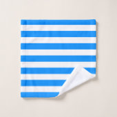 青および白い横は縞で飾ります バスタオルセット (ウォッシュタオル)