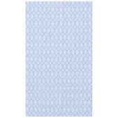 青および白い民芸の花柄のダマスク織 テーブルクロス (正面)