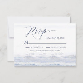 青および白い海の行先の結婚式 出欠カード