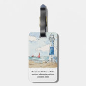 青および白い灯台 ラゲッジタグ (裏面縦)