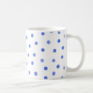 青および白い紙吹雪のドット・パターン コーヒーマグカップ