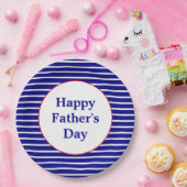青および白い縞模様の幸せな父の日 ペーパープレート (パーティー)
