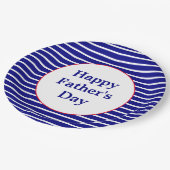 青および白い縞模様の幸せな父の日 ペーパープレート (アングル)
