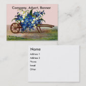 青および白い花の手押し車 名刺 (正面/裏面)