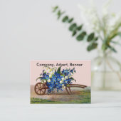 青および白い花の手押し車 名刺 (スタンド正面)