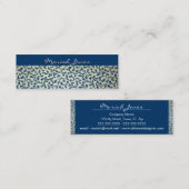 青および白い花の細いプロフィールの名刺 スキニー名刺 (正面/裏面)