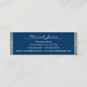 青および白い花の細いプロフィールの名刺 スキニー名刺 (裏面)