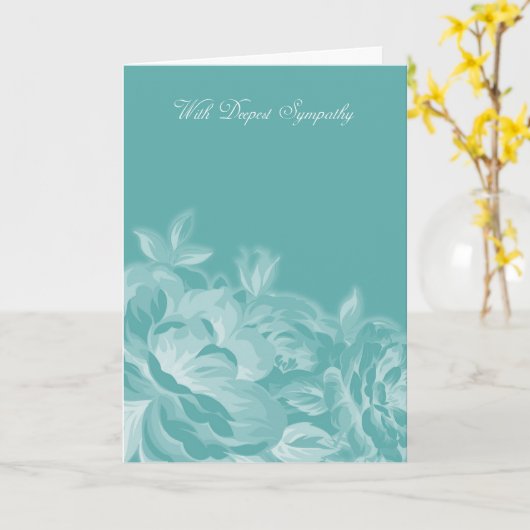 青および白い花柄の最も深い悔やみや弔慰を使って カード (黄色い花)