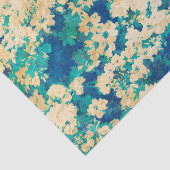 青および白い花柄 薄葉紙 (詳細)