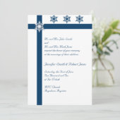 青および白い雪片の結婚式招待状 招待状 (スタンド正面)