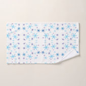 青および白い雪片パターンBathタオル バスタオルセット (ハンドタオル)