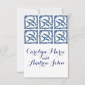 青および白い鳥の中国趣味のデルフトのtoile中国 招待状 (正面)