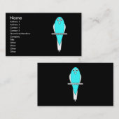 青および白い鳥。 インコ。 黒 名刺 (正面/裏面)