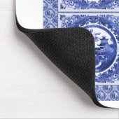 青および白い、ヤナギパターンデザイン マウスパッド (コーナー)