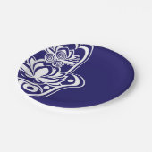 青および白いHamsa ペーパープレート (アングル)