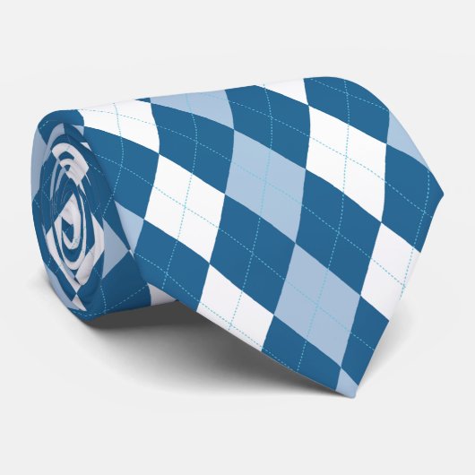 青および白くアーガイル柄のなタイ ネクタイ (ロール)