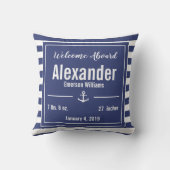 青および白くストライプので航海のないかりの子供部屋 クッション (裏面)