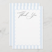 青および白くストライプのなサンキューカード サンキューカード (正面/裏面)