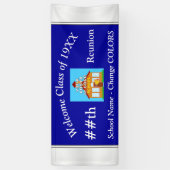 青および白くパーソナライズな同窓会の旗 横断幕 (縦)