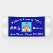 青および白くパーソナライズな同窓会の旗 横断幕 (横)