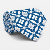 青および白く地中海のなタイル ネクタイ (ロール)