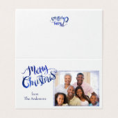 青および白く小さい折られたクリスマスの写真カード (外部フラット)