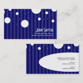 青および白のストライプおよび水玉模様 名刺 (正面/裏面)