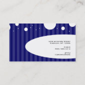 青および白のストライプおよび水玉模様 名刺 (裏面)