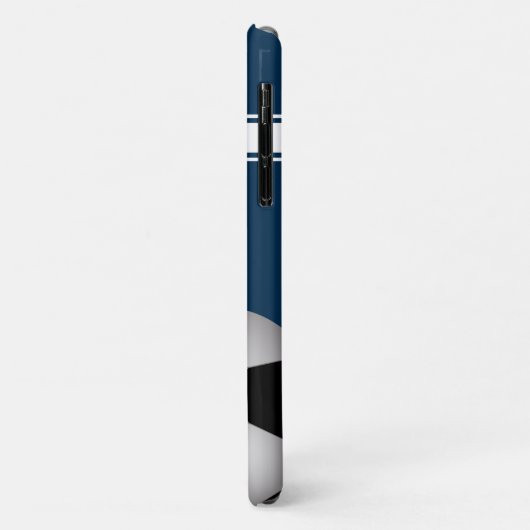 青および白のストライプのジャージーのサッカーボール Case-Mate iPhoneケース (裏面/左)