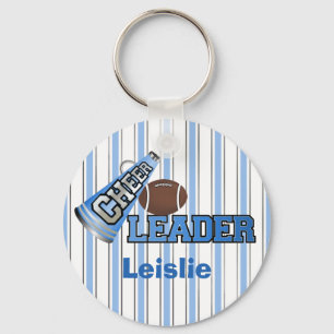 青および白のストライプのチアリーダーKeyChain キーホルダー